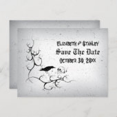 レイブンスカルハロウィーンゴシック結婚式の日付を保存 案内ポストカード (正面/裏面)