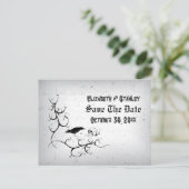 レイブンスカルハロウィーンゴシック結婚式の日付を保存 案内ポストカード (スタンド正面)