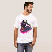 レイブ スカル EDMパーティー スケルトン DJ Tシャツ (正面フル)