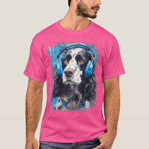 レイブ Edm イングリッシュスプリンガースパニエル 犬 ヘッドホン Tシャツ