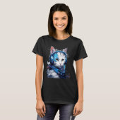 レイブ EDM マンクス猫 ヘッドフォン Tシャツ (正面フル)
