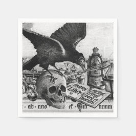 レイベンと人間のスカル スタンダードカクテルナプキン