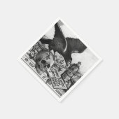 レイベンと人間のスカル スタンダードカクテルナプキン (角)