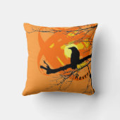 レイベンと原子の太陽、黄色、オレンジ、黒 クッション (裏面)