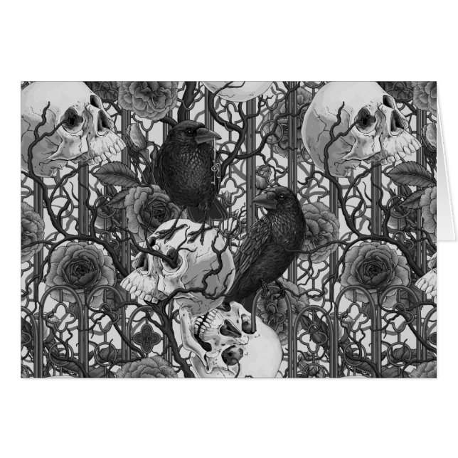 レイベンの秘密。暗くて陰気なゴシック様式のイラストレーション (正面横)