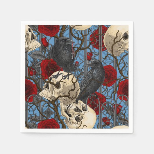 レイベンの秘密。暗くて陰気なゴシック様式のイラストレーション スタンダードカクテルナプキン (正面)