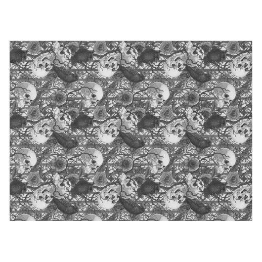 レイベンの秘密。暗くて陰気なゴシック様式のイラストレーション テーブルクロス (正面(横))