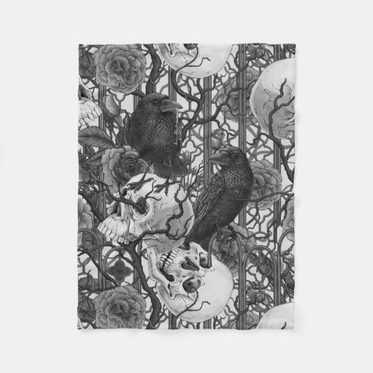 レイベンの秘密。暗くて陰気なゴシック様式のイラストレーション フリースブランケット (正面)