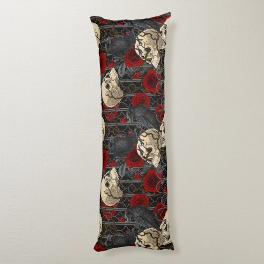 レイベンの秘密。暗くて陰気なゴシック様式のイラストレーション ボディピロー (裏面 (縦))