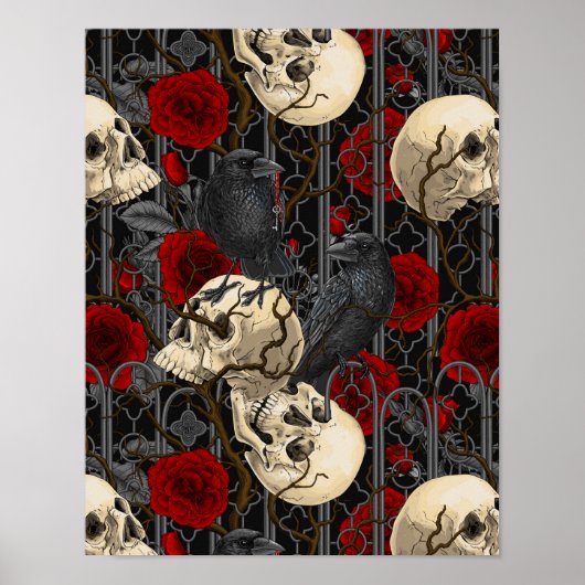 レイベンの秘密。暗くて陰気なゴシック様式のイラストレーション ポスター (正面)