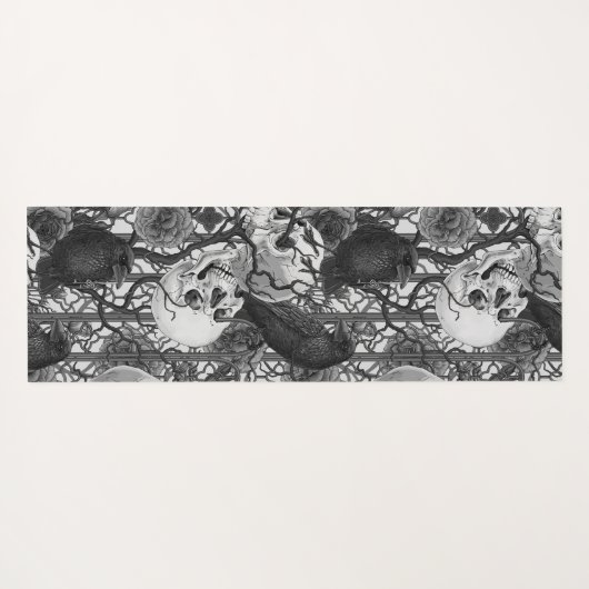 レイベンの秘密。暗くて陰気なゴシック様式のイラストレーション ヨガマット (裏面(横))