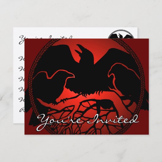 レイベンアート招待状パーソナライズされた先住民アートカード 招待状 (正面/裏面)