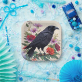 レイベンカラフルフローラアート ペーパープレート (パーティー)