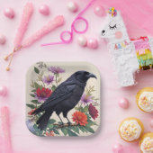 レイベンカラフルフローラアート ペーパープレート (パーティー)