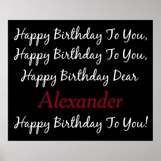 レイベンブラックアンドホワイト誕生日ソングパーソナライズされた ポスター (正面)