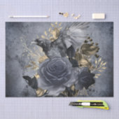 レイベン鳥金ゴールドブルー/ブラックバラお洒落組織P 薄葉紙 (クラフト)