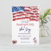 レイボーデイ 赤 白 青 アメリカ BBQ パーティー 招待状 (スタンド正面)