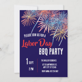 レイボーデーBBQパーティーレッドホワイトブルーの愛国心 招待状