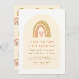 レイモダンンボーアーチファースト誕生日招待状 招待状