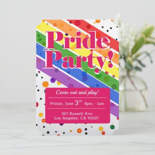 レイモダンンボーゲイプライド国旗パーティー水彩アン 案内状 (スタンド正面)
