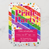 レイモダンンボーゲイプライド国旗パーティー水彩アン 案内状 (正面/裏面)