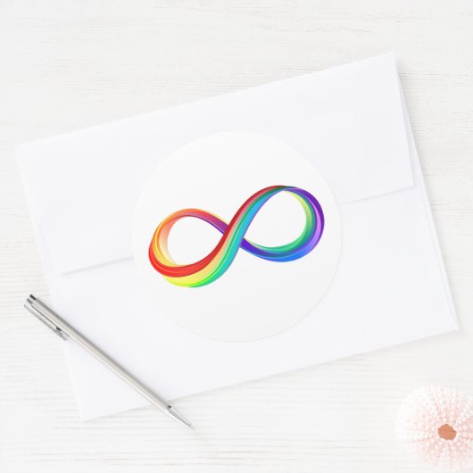 レイヤレインボーインフィニティシンボル ラウンドシール (封筒)