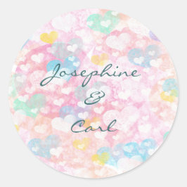 レイヤードウォーターのカラーハートパターン ラウンドシール