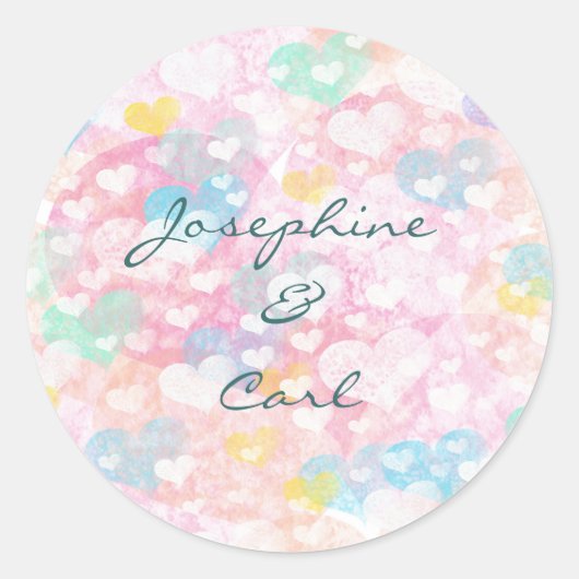 レイヤードウォーターのカラーハートパターン ラウンドシール (正面)