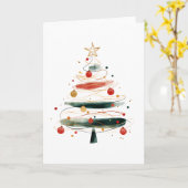 レイヤードウォーターカラークリスマスツリー抽象芸術ホリデー カード (黄色い花)