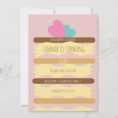 レイヤードケーキスライス誕生日パーティー 招待状 (正面)