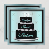 レイヤードケーキ誕生パーティー招待状 招待状 (正面/裏面)