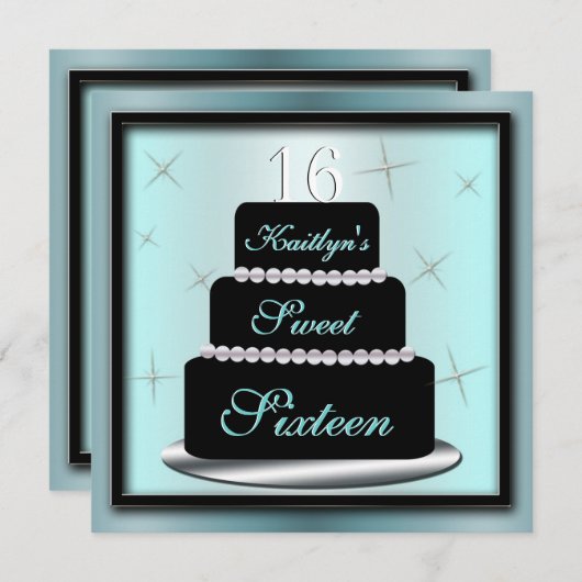 レイヤードケーキ誕生パーティー招待状 招待状 (正面/裏面)