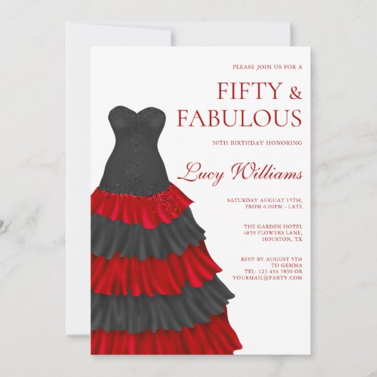 レイヤードドエレガントレス、50thと素晴らしい誕生日 招待状 (正面)