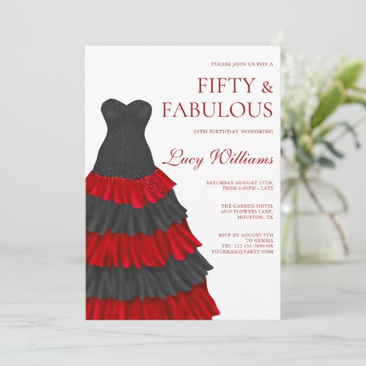 レイヤードドエレガントレス、50thと素晴らしい誕生日 招待状 (スタンド正面)