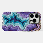 レイヤードブルー、パープル、クリームの抽象芸術 Case-Mate iPhoneケース (裏面 (横))