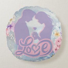 レイヤード愛ユニーク枕 – バレンタインの贈り物 ラウンドクッション