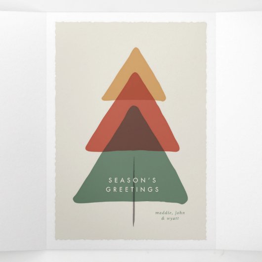 レイヤード ツリー - 季節のグリーティング 三つ折りクリスマスカード (内部中)