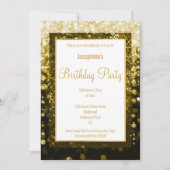 レイヤード ブラック＆ゴールド ダイヤモンド オーダーメイド 誕生日 招待状 (正面)
