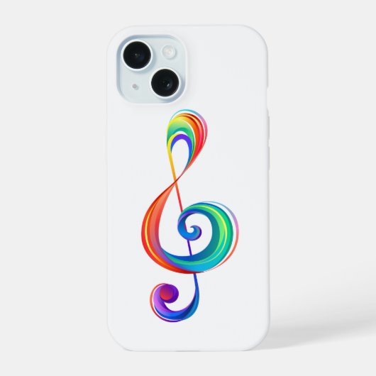 レイヤード・レインボー・ト音記号 iPhone 15ケース (裏面)