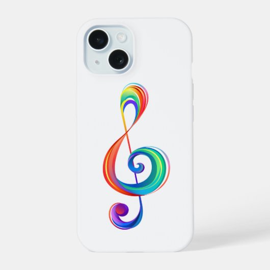 レイヤード・レインボー・ト音記号 iPhone 15ケース (裏面)