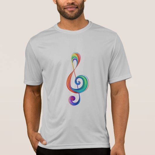 レイヤード・レインボー・ト音記号 Tシャツ (正面)