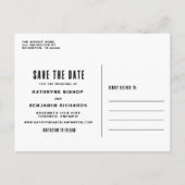 レイヤーモダンタイポグラフィフォト日付の保存 案内ポストカード (裏面)