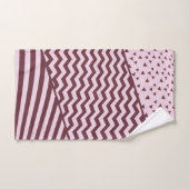 レイヤー – 濃い赤と淡い色のピンク – タオルセット (ハンドタオル)