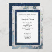 レイヤNAVY BLUE SILVER MARBLE 結婚's 招待状 (正面/裏面)