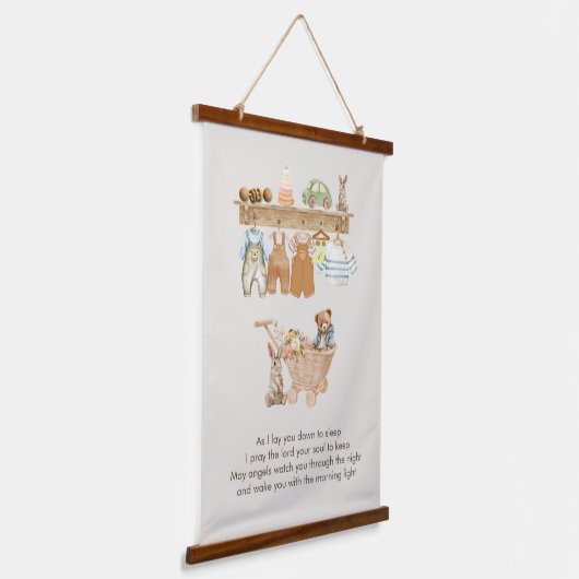 レイユーダウンスリープ祈りの言葉ボホベビー子供部屋 吊り下げ型タペストリー (傾斜あり)