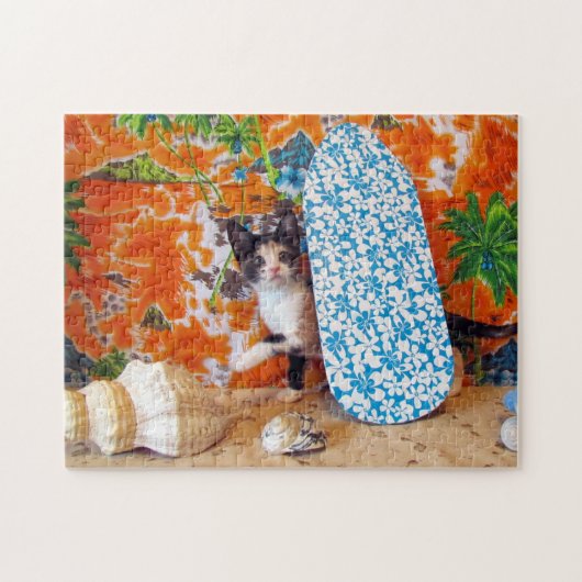 レイラニズハワイアンバケーションサーファー – 猫パズル ジグソーパズル (横)