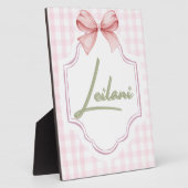 レイラニパーソナライズされたベビーガール子供部屋ギンガム フォトプラーク (側面)