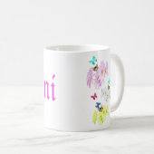 「レイラニ」、子猫や蝶の名前。 コーヒーマグカップ (正面右)