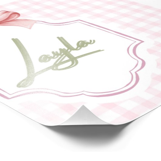 レイラベビーパーソナライズされたガール子供部屋ボウ&ギンガム フォトプリント            (角)