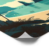 レイリービーチミニマルなヴィンテージ旅行ポスター ポスター (角)